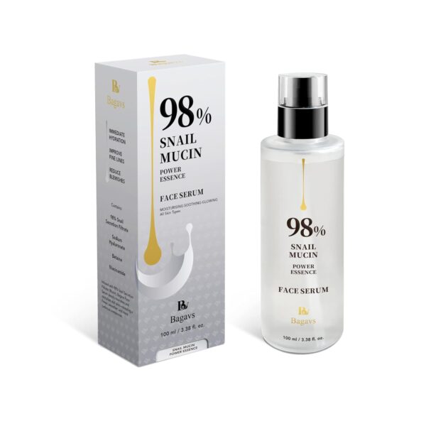 Bagavs Snail Mucin Face Serum 100ml with 98% Snail Secretion Filtrate, Hydrolyzed Collagen, Niacinamide and Hyaluronic Acid, Anti-Wrinkle, Deep Hydration, Brightening, Reduces...