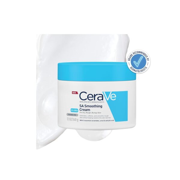 CeraVe SA Smoothing Cream, Body, With 3 essential ceramides, urea & salicylic acid, For dry, rough, bumpy sky, 340 g/12 oz