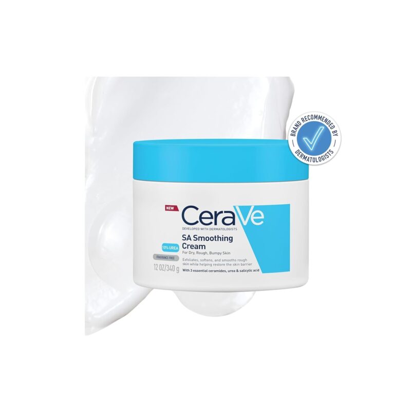 CeraVe SA Smoothing Cream, Body, With 3 essential ceramides, urea & salicylic acid, For dry, rough, bumpy sky, 340 g/12 oz