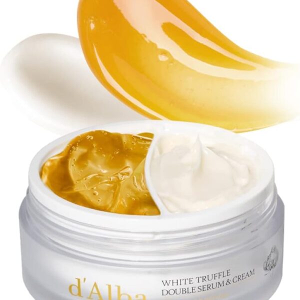 d'alba Italian White Truffle Double Serum & Cream, Vegan Skincare, 2-in-1 Face Moisturizer, Vegan Collagen, Skin Firming and Tightening, Suitable for All Skin Types (2.46 oz / 70g)