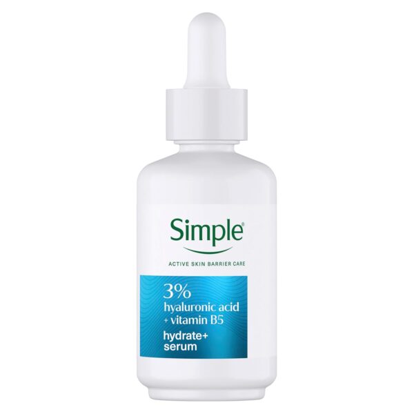Simple 3% Hyaluronic Acid + B5* Booster Serum- Face Serum that Hydrates Dry, Sensitive Skin - Deep Lasting Hydration for Plump, Dewy & Instantly Softer Skin 30 ml