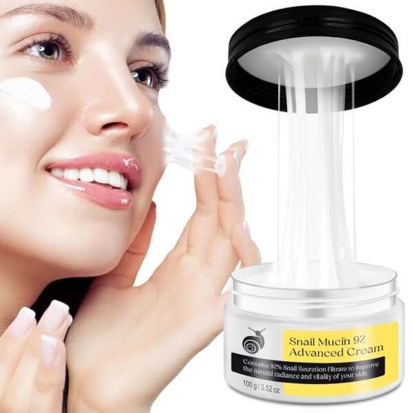 Snail Mucin 92% Face Moisturizer – 3.52 Oz Hydrating & Repairing Cream for Soft, Glowy Skin – Lightweight Daily Moisturizer with Snail Secretion Filtrate, Hyaluronic Acid &...