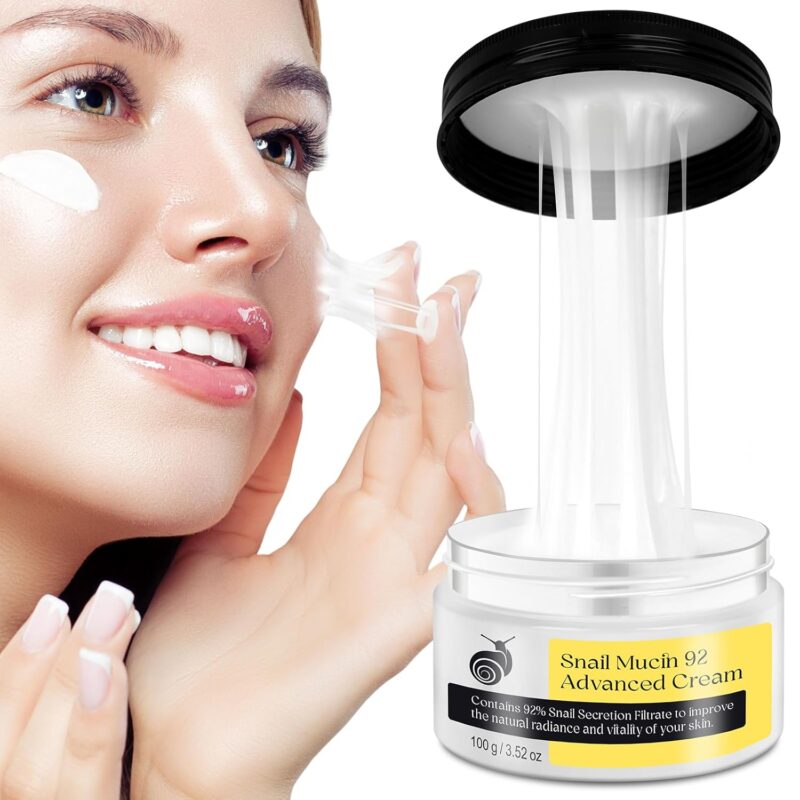Snail Mucin 92% Face Moisturizer – 3.52 Oz Hydrating & Repairing Cream for Soft, Glowy Skin – Lightweight Daily Moisturizer with Snail Secretion Filtrate, Hyaluronic Acid &...