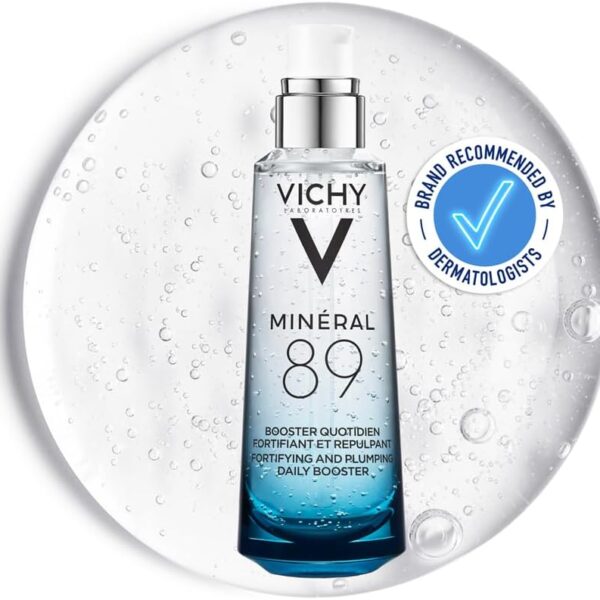 Vichy Minéral 89 Hyaluronic Acid Hydrating Face Serum For All Skin Types, Replumping Moisturiser, Helps to Strengthen Skin Barrier 75ml