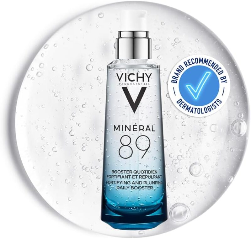 Vichy Minéral 89 Hyaluronic Acid Hydrating Face Serum For All Skin Types, Replumping Moisturiser, Helps to Strengthen Skin Barrier 75ml
